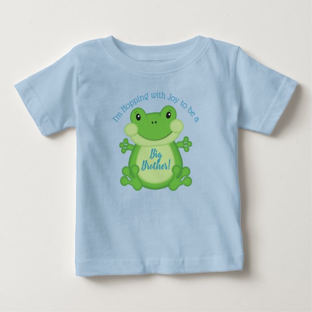 Camiseta Para Bebê Chá de fraldas sapo azul (Frente)