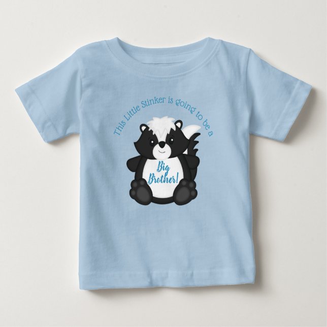 Camiseta Para Bebê Chá de fraldas Skunk Azul (Frente)