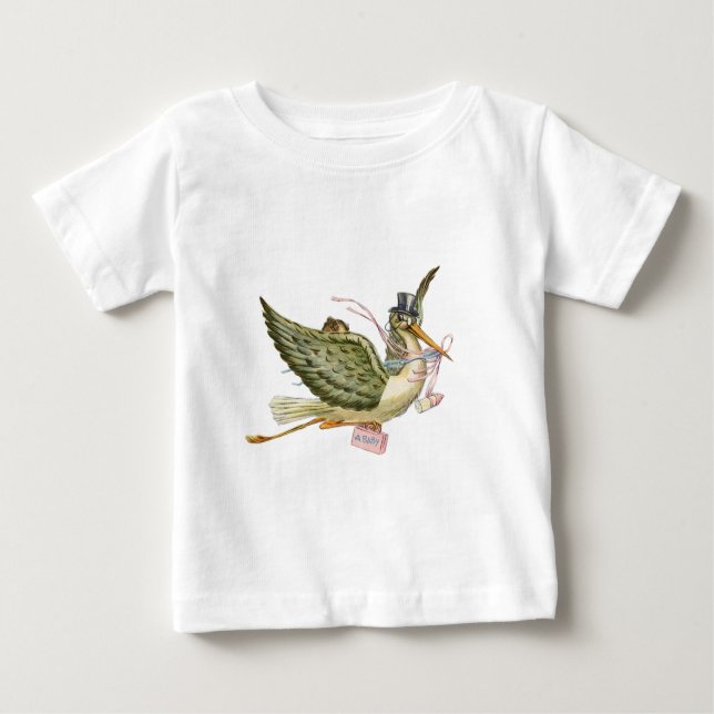 CAMISETA PARA BEBÊ CHÁ DE FRALDAS STORK (Frente)