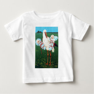 Camiseta Para Bebê CHÁ DE FRALDAS TWIN BOY, azul branco