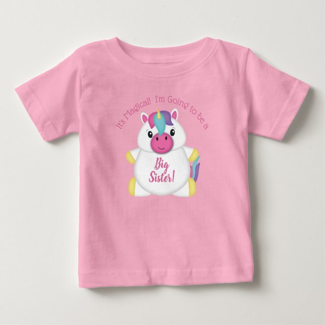 Camiseta Para Bebê Chá de fraldas Unicorn Rosa (Frente)