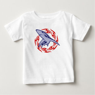 Camiseta Para Bebê Chama e tubarão