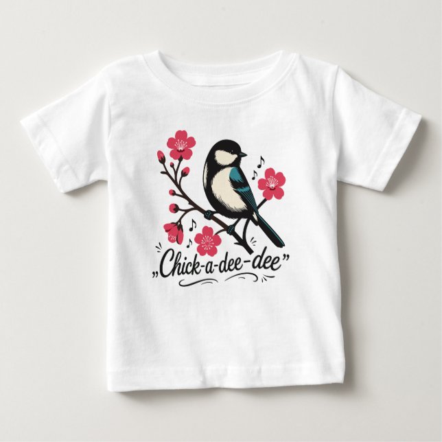 Camiseta Para Bebê Chamada de passarinho chick-a-dee-dee-dee (Frente)