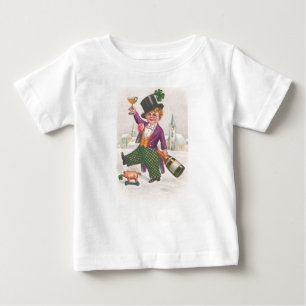 Camiseta Para Bebê Champanhe Shamrock do Dia de São Patrício Vintage