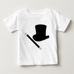 Camiseta Para Bebê chapéu alto do mágico e varinha da mágica