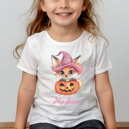 Camiseta Para Bebê Chapéu de Bruxa de Abóbora Personalizado com Nome 