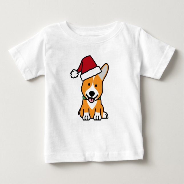 Camiseta Para Bebê Chapéu do papai noel do Natal de Galês do Pembroke (Frente)
