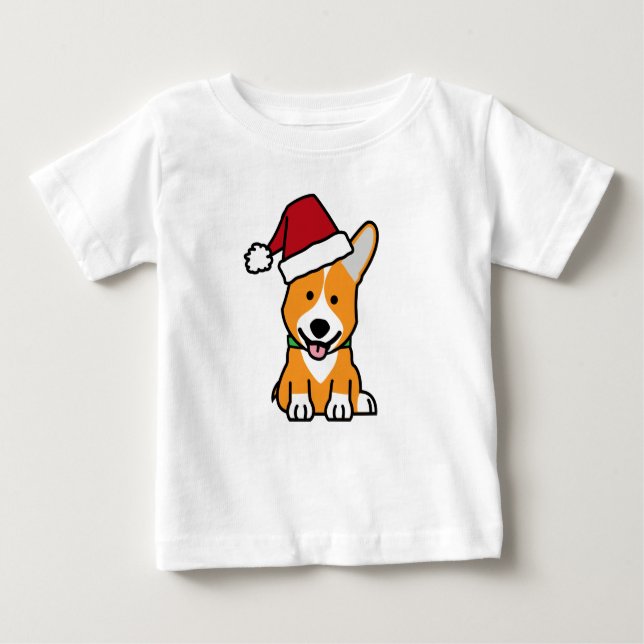 Camiseta Para Bebê Chapéu do papai noel do Natal de Galês do Pembroke (Frente)