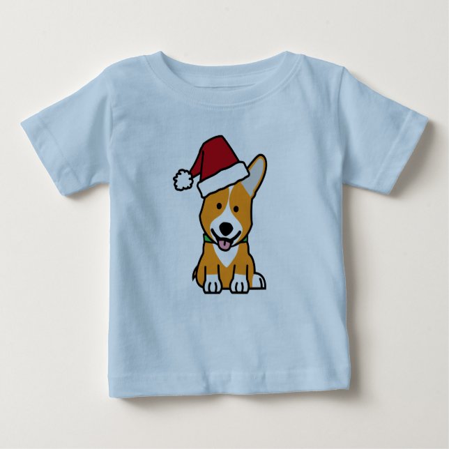 Camiseta Para Bebê Chapéu do papai noel do Natal de Galês do Pembroke (Frente)