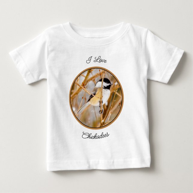 Camiseta Para Bebê Chapim-de-cabeça-preta - Fotografia Original (Frente)