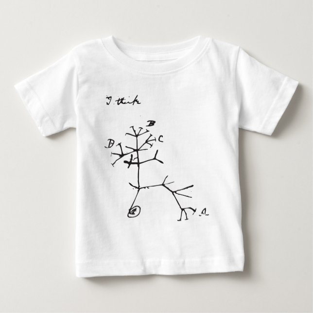 Camiseta Para Bebê Charles Darwin - eu penso (o preto) (Frente)