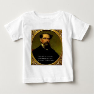Camiseta Para Bebê Charles Dickens & Citação de Coração