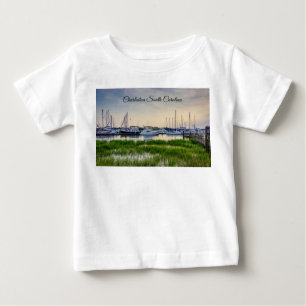 Camiseta Para Bebê Charleston Harbor Boats Sunset Baby T-Shirt