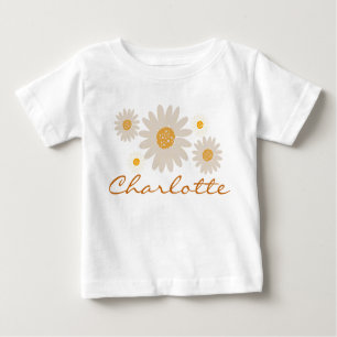 Camiseta Para Bebê Charlotte name revela o retro daisy boho flower