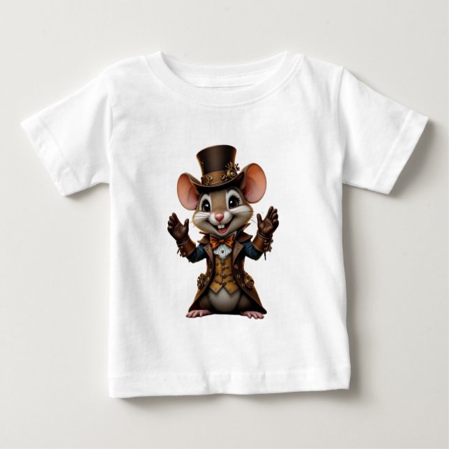 Camiseta Para Bebê Charme do Rato Steampunk - Tofat T-Sh (Frente)