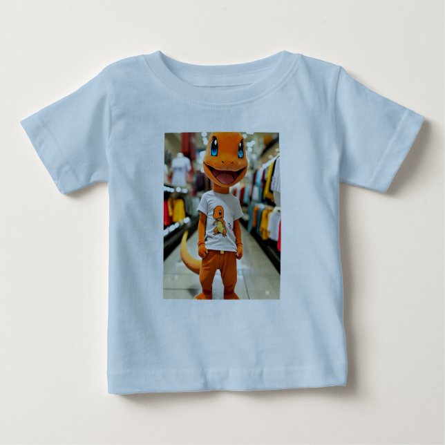 Camiseta Para Bebê "Charmender Tries" Design Pokémon T-Shirt (Frente)
