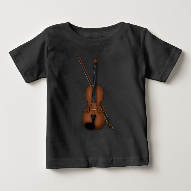 Camiseta Para Bebê Charming Trompe L'oeil Violin Música Clássica (Frente)