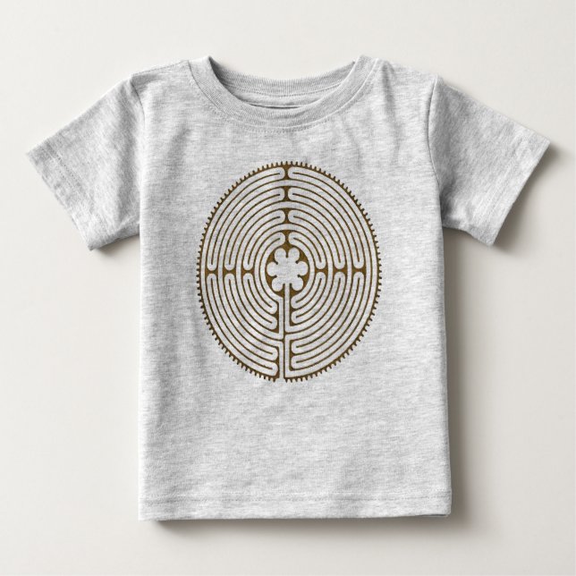 Camiseta Para Bebê Chartres Labyrinth estilo antigo + suas ideias (Frente)