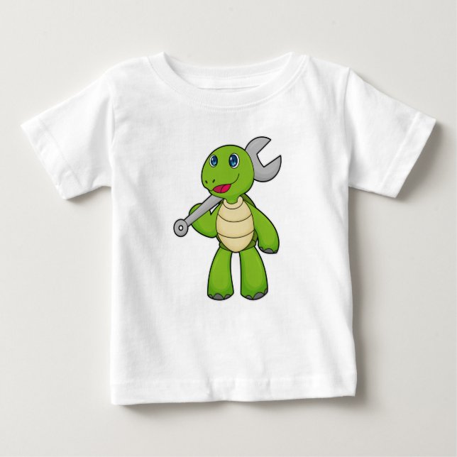 Camiseta Para Bebê Chave mecânica de tartaruga (Frente)