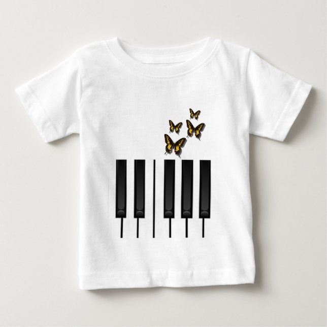 Camiseta Para Bebê Chaves do piano (Frente)