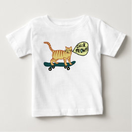 Camiseta Para Bebê Check Meowt Punny Skateboard Tabby Cat T-Shirt