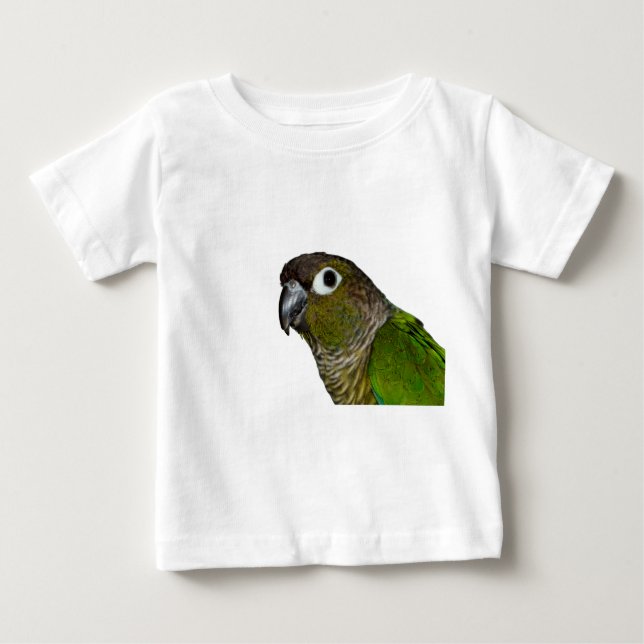 Camiseta Para Bebê Cheeked verde Conure (Frente)