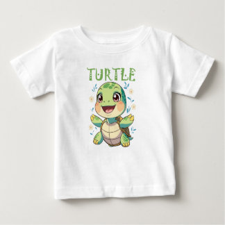 Camiseta Para Bebê Cheerful Cartoon Turtle