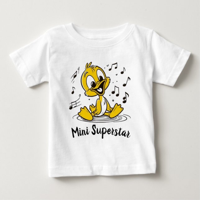Camiseta Para Bebê Cheerful Singing Duckling Musical Cartoon 🐥🎶 (Frente)