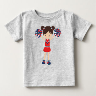Camiseta Para Bebê Cheerleaderes, Garota Bonita, Cabelo Castanho, Lid