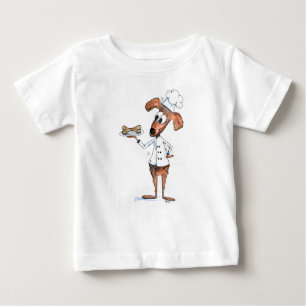 Camiseta Para Bebê Chef de Cachorro Branco