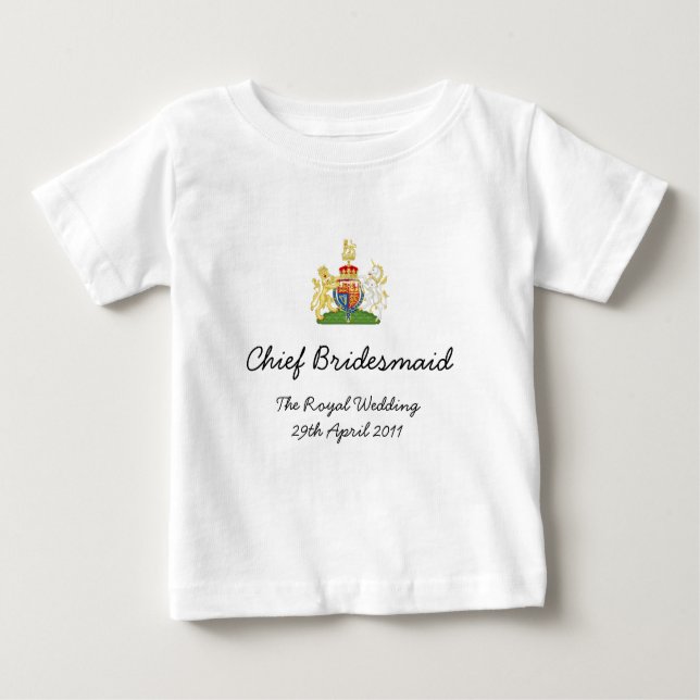 Camiseta Para Bebê Chefe Bridesmaid - divertida criancinha de casamen (Frente)