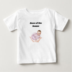Camiseta Para Bebê 👑 Chefe da Casa - Engraçado Camisa-Bebê