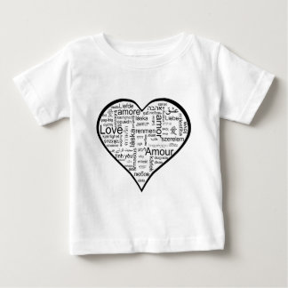 Camiseta Para Bebê Cheio do coração do amor em línguas diferentes