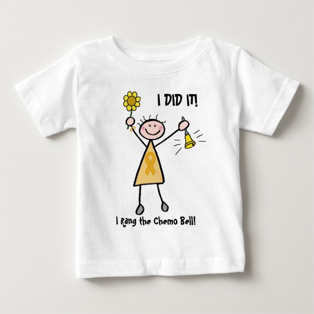 Camiseta Para Bebê Chemo Bell - Fita Dourada do Cancer da Infância (Frente)