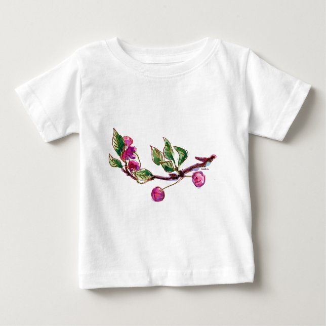 Camiseta Para Bebê Cherry Branch (Frente)