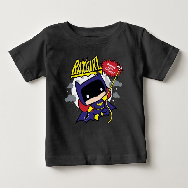 Camiseta Para Bebê Chibi Batgirl Pronto Para Ação (Frente)
