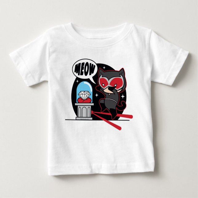Camiseta Para Bebê Chibi CatWomen Roubando Um Diamante (Frente)