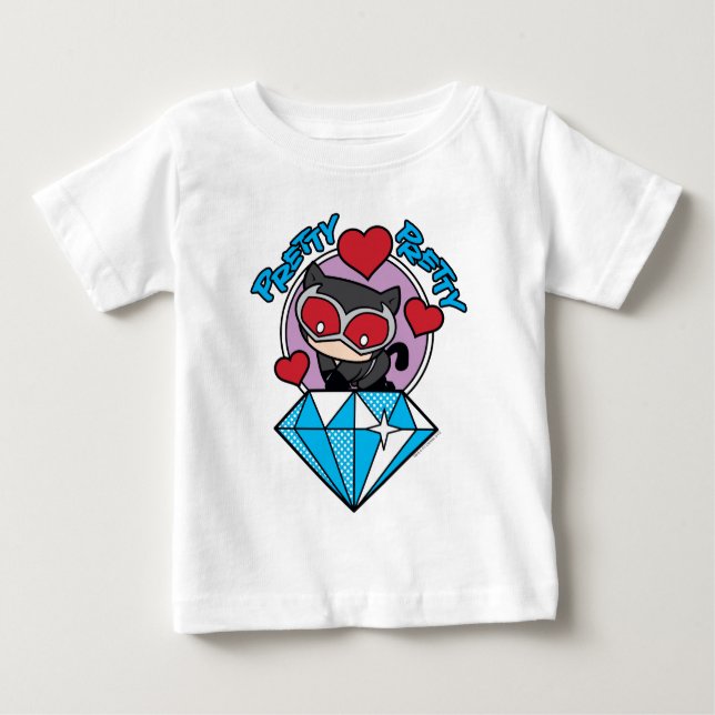Camiseta Para Bebê Chibi CatWomen Sentada Em Alto Diamante (Frente)