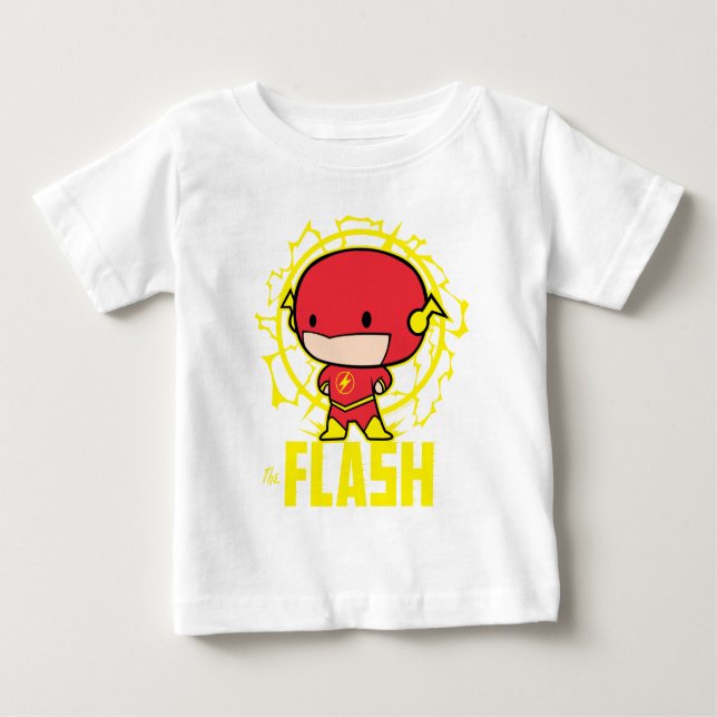 Camiseta Para Bebê Chibi Flash com eletricidade (Frente)