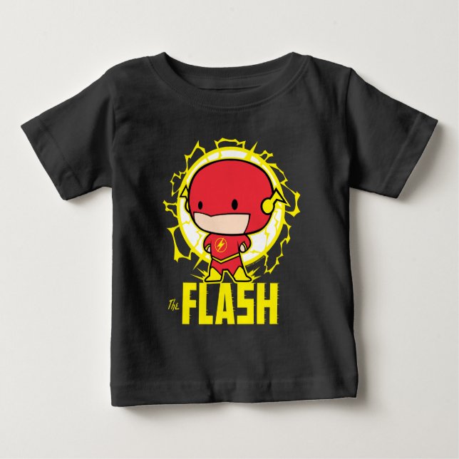 Camiseta Para Bebê Chibi Flash com eletricidade (Frente)