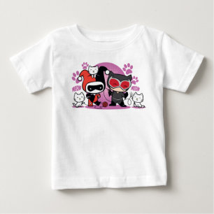 Camiseta Para Bebê Chibi Harley Quinn e Chibi - Mulher Gato