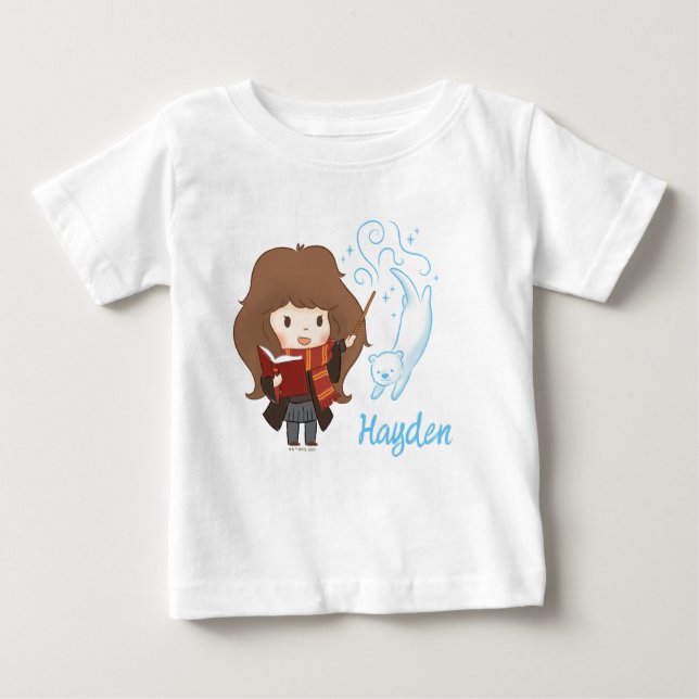 Camiseta Para Bebê Chibi Hermione Granger Patronus (Frente)