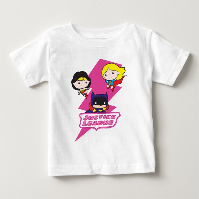 Camiseta Para Bebê Chibi Justice League Pink Lightning (Frente)