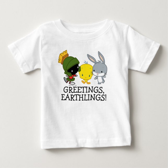 Camiseta Para Bebê Chibi MARVIN THE MARTIAN™, TWEETY™, & INSETOS BUNN (Frente)
