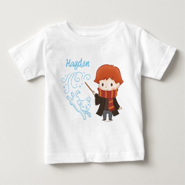 Camiseta Para Bebê Chibi Ron Weasley Patronus (Frente)