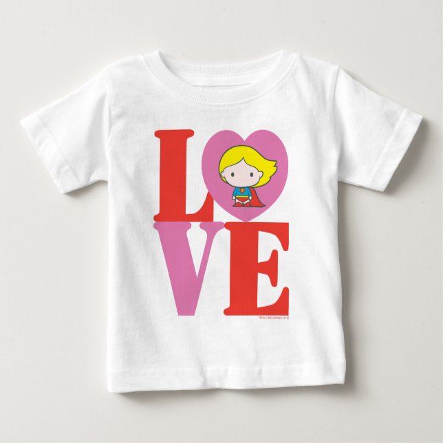 Camiseta Para Bebê Chibi Supergirl LOVE (Frente)