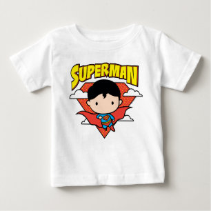 Camiseta Para Bebê Chibi Superman Bolinhas Shield e Nome