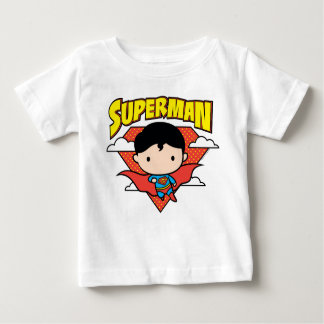 Camiseta Para Bebê Chibi Superman Bolinhas Shield e Nome