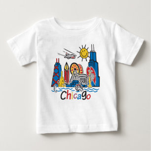 Camiseta Para Bebê Chicago caçoa a skyline