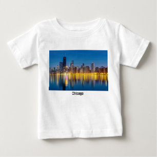 Camiseta Para Bebê Chicago Dawn Cityscape Baby T-Shirt